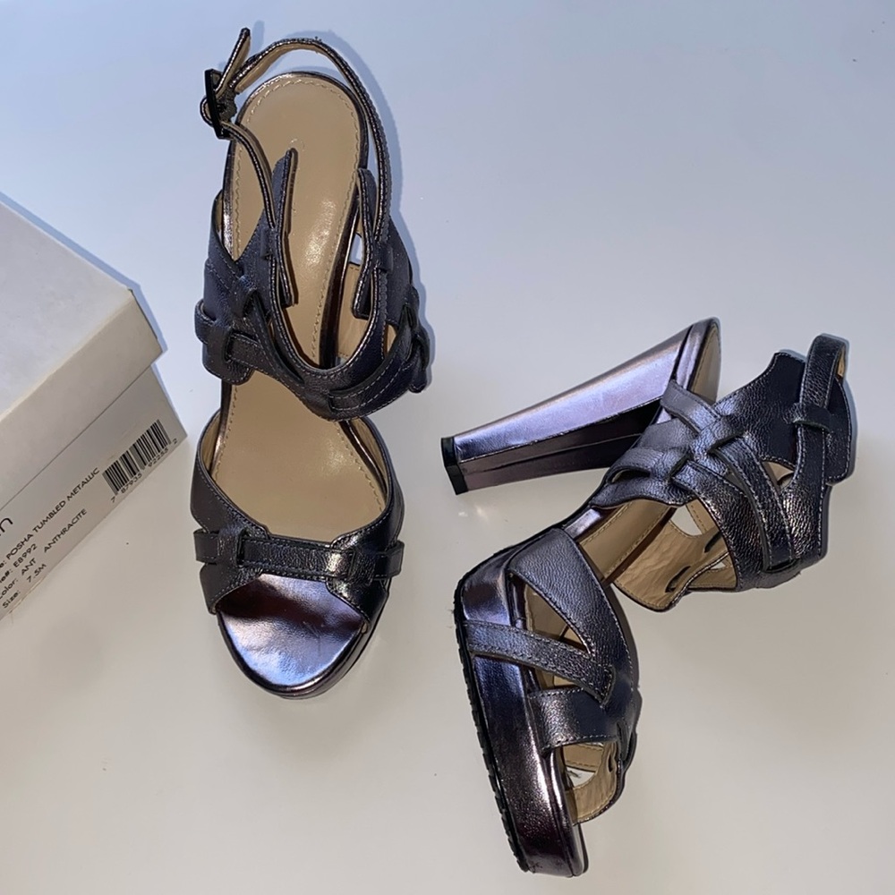 Calvin Klein Posha Tumbled Metallic heel, #E8992 Anthracite, size 7.5M